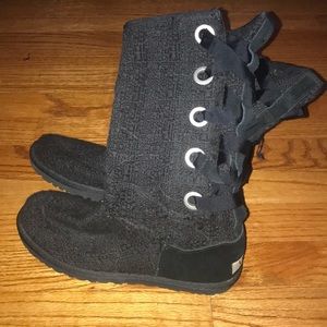 UGG Heirloom Lace Up Tall Boots Black 1000693